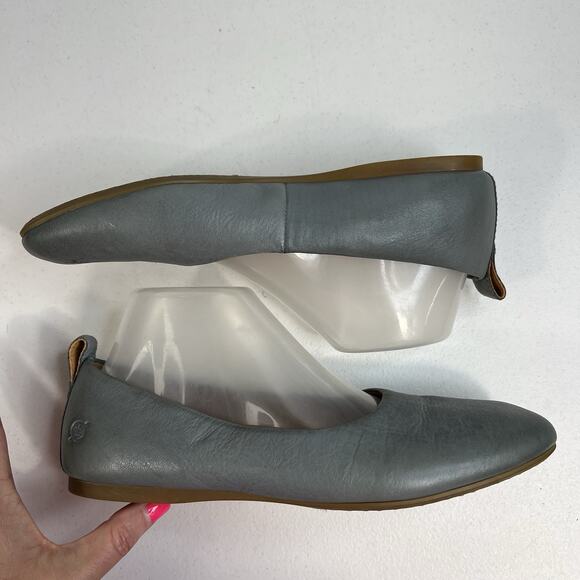Born Beca Size 8.5 Ballet Flats Gray Leather Comfort Slip On Casual Shoes Dress - Picture 3 of 13